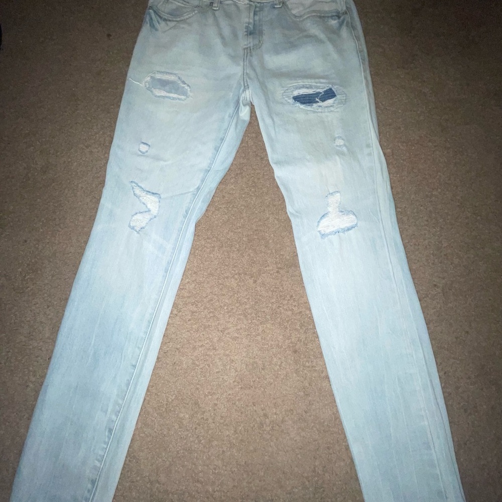 Slim Fit Blue Distressed Jeans